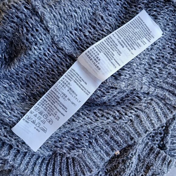 Hollister Grey Sparkle Knit Sweater Medium repaired bejeweled silver lightweight - Picture 9 of 16